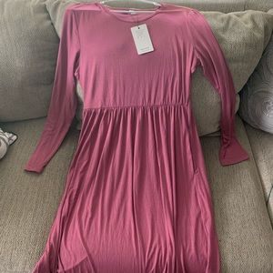 Mauve colored long sleeve dress